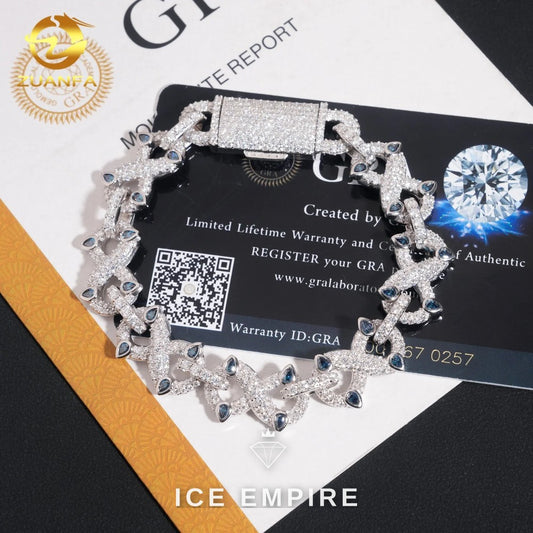 Iced Out 925 Silver Moissanite Cuban Chain
