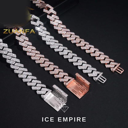 Iced Out Rose Gold Plated Moissanite Cuban Chain