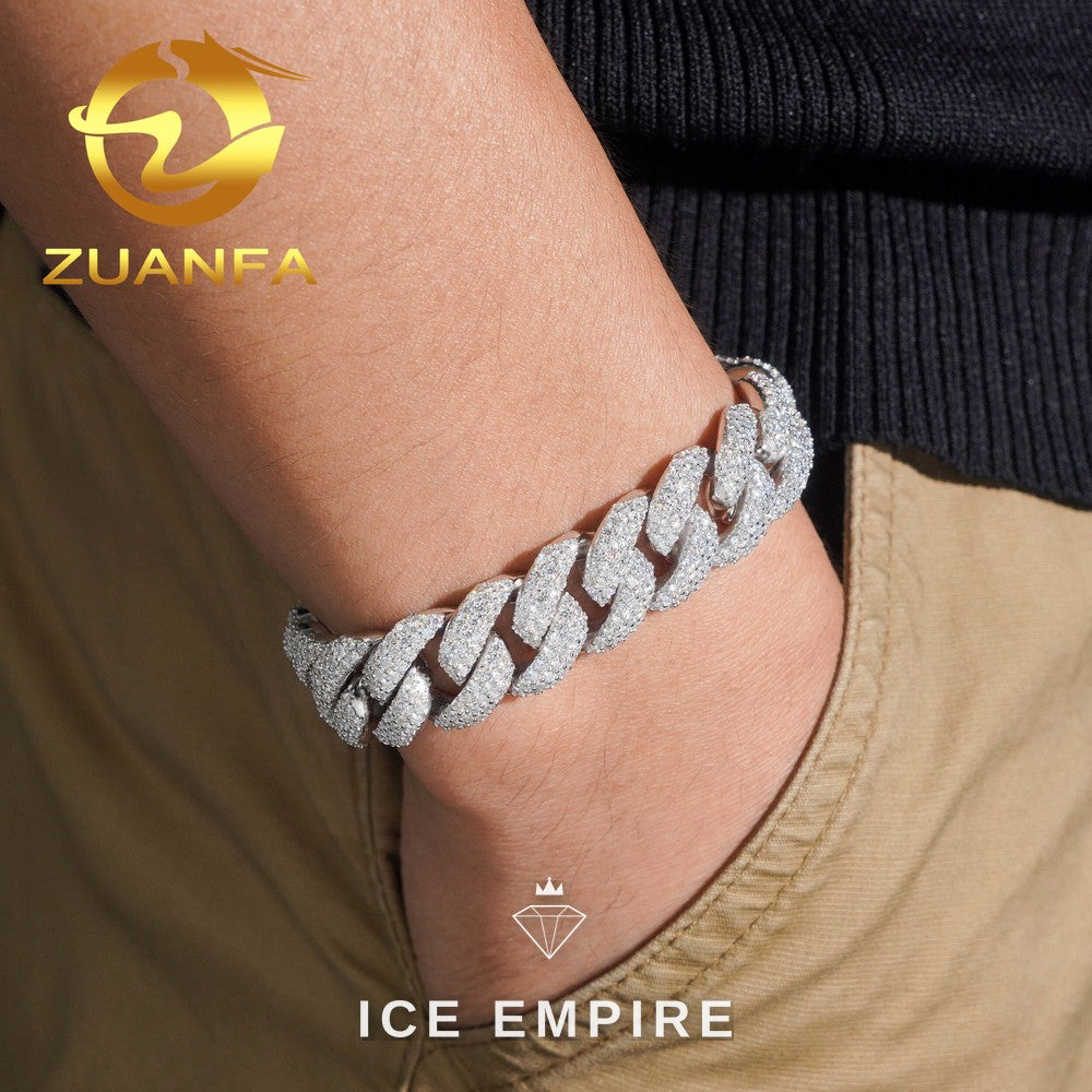 Iced Out 925 Silver Moissanite Cuban Chain
