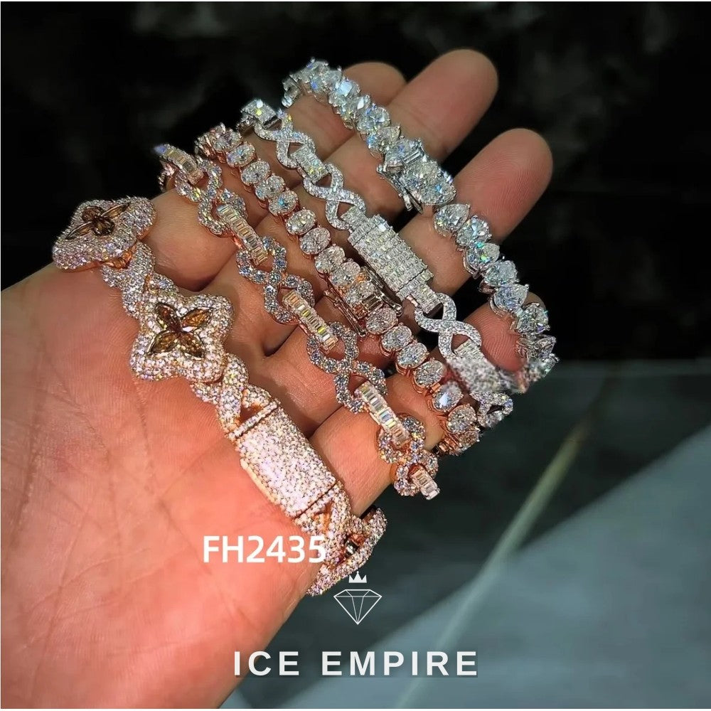 Iced Out 925 Silver Moissanite Tennis Chain