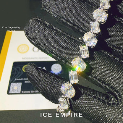 Iced Out 925 Silver Moissanite Tennis Chain