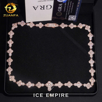 Iced Out Cross Rose Gold Plated Moissanite Cuban Chain