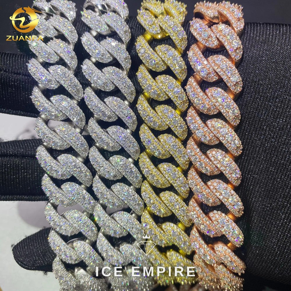 Iced Out Rose Gold Moissanite Cuban Chain