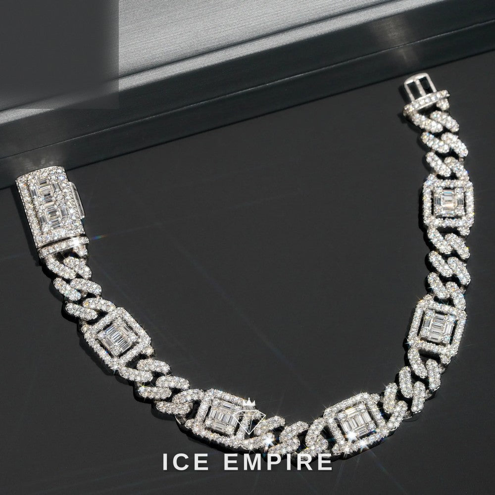 Iced Out 925 Silver Moissanite Cuban Chain