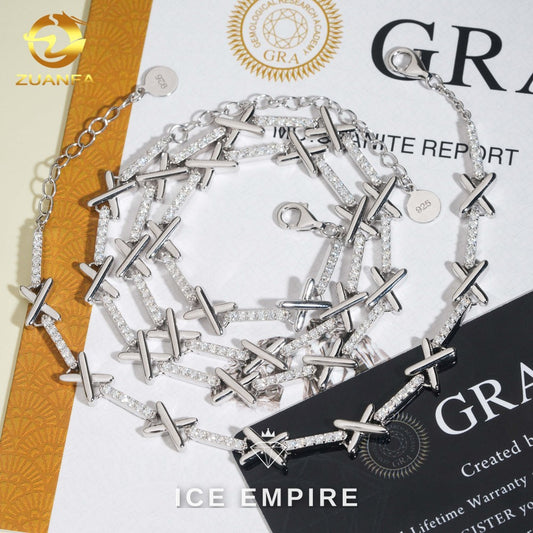 Iced Out Cross Rose Gold Plated Moissanite Cuban Chain