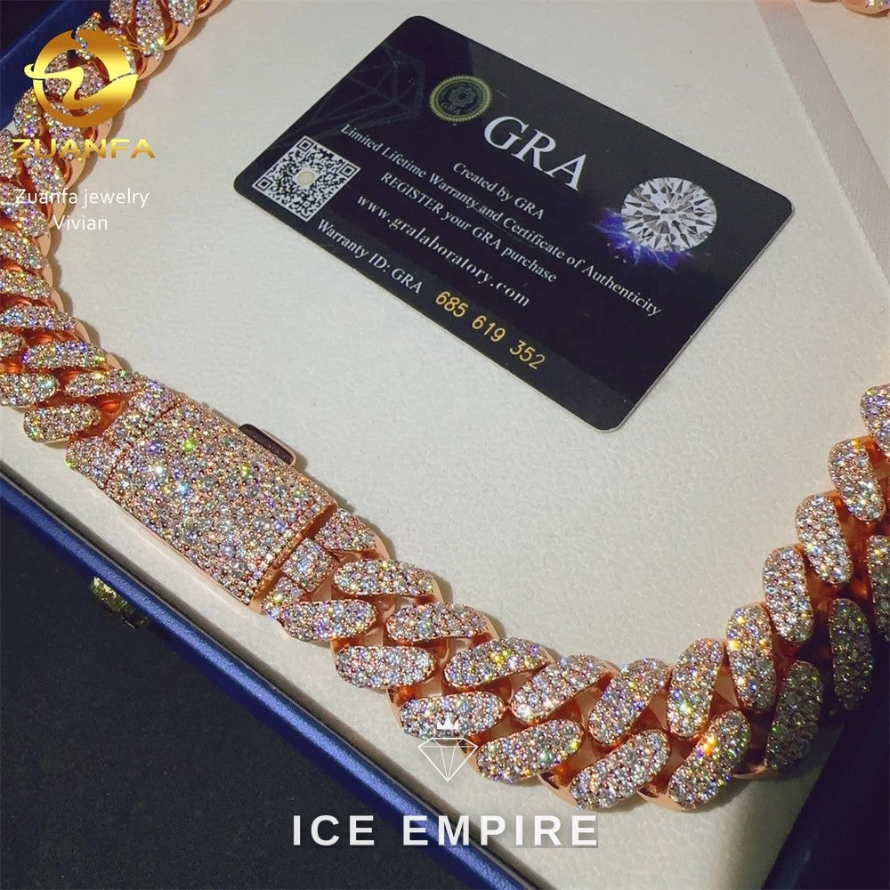 Iced Out Rose Gold Plated Moissanite Cuban Chain