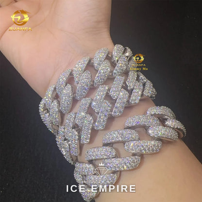 Iced Out 925 Silver Moissanite Cuban Chain
