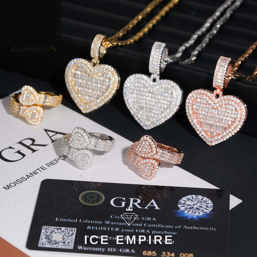 Iced Out Baguette Rose Gold Plated Moissanite Pendant