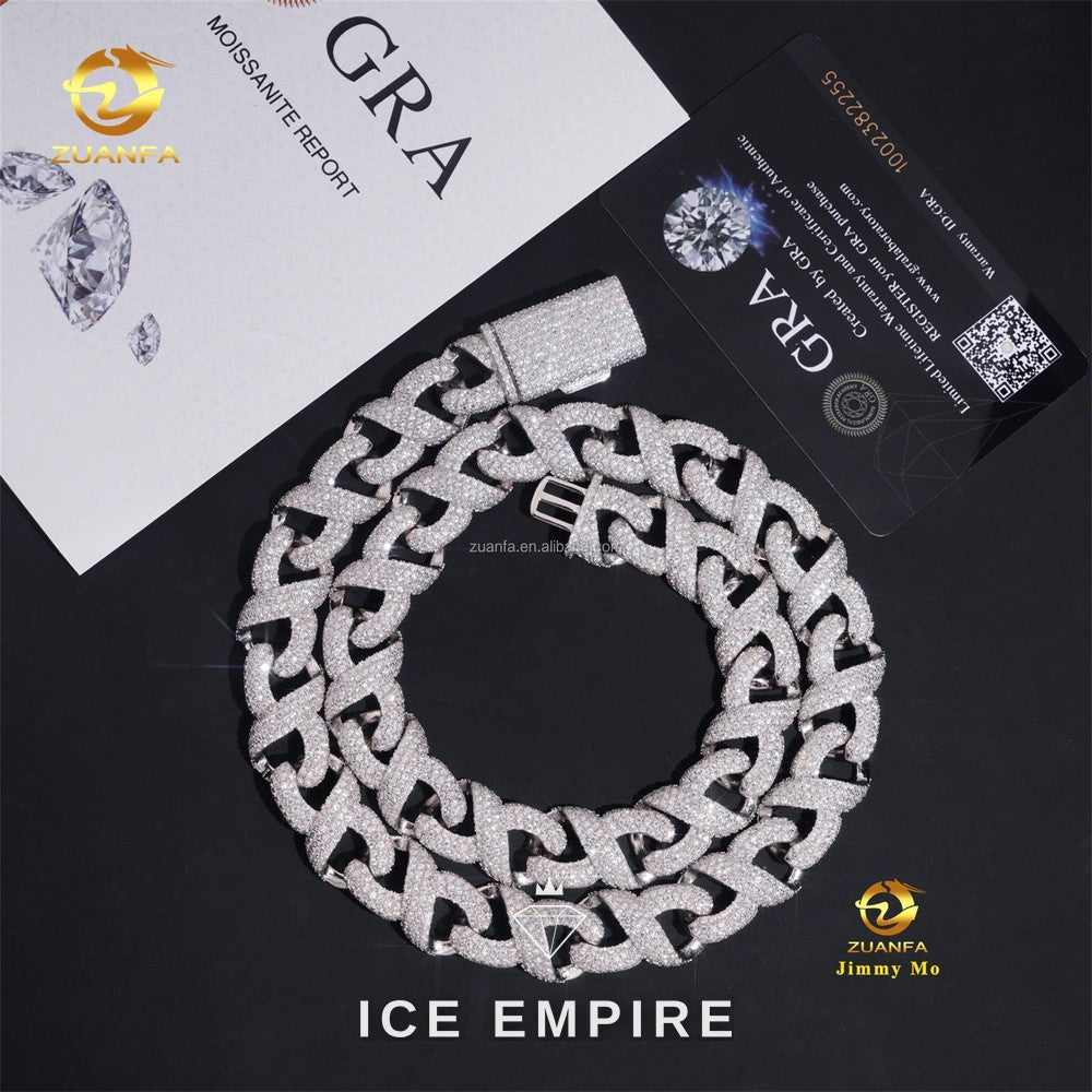 Iced Out 925 Silver Moissanite Cuban Chain