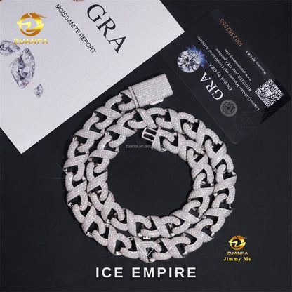 Iced Out 925 Silver Moissanite Cuban Chain