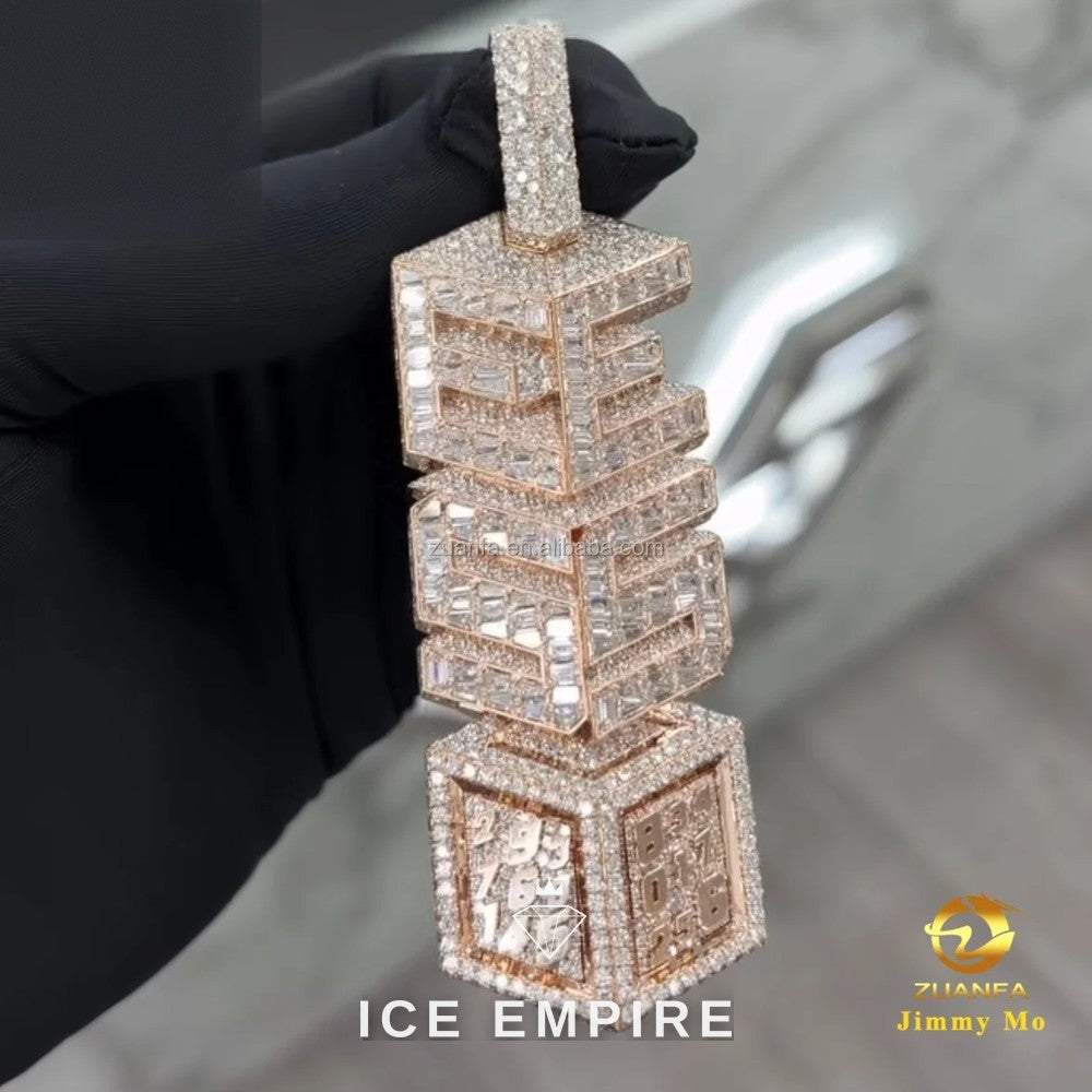 Iced Out Rose Gold Moissanite Pendant