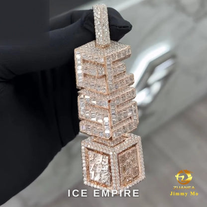 Iced Out Rose Gold Moissanite Pendant
