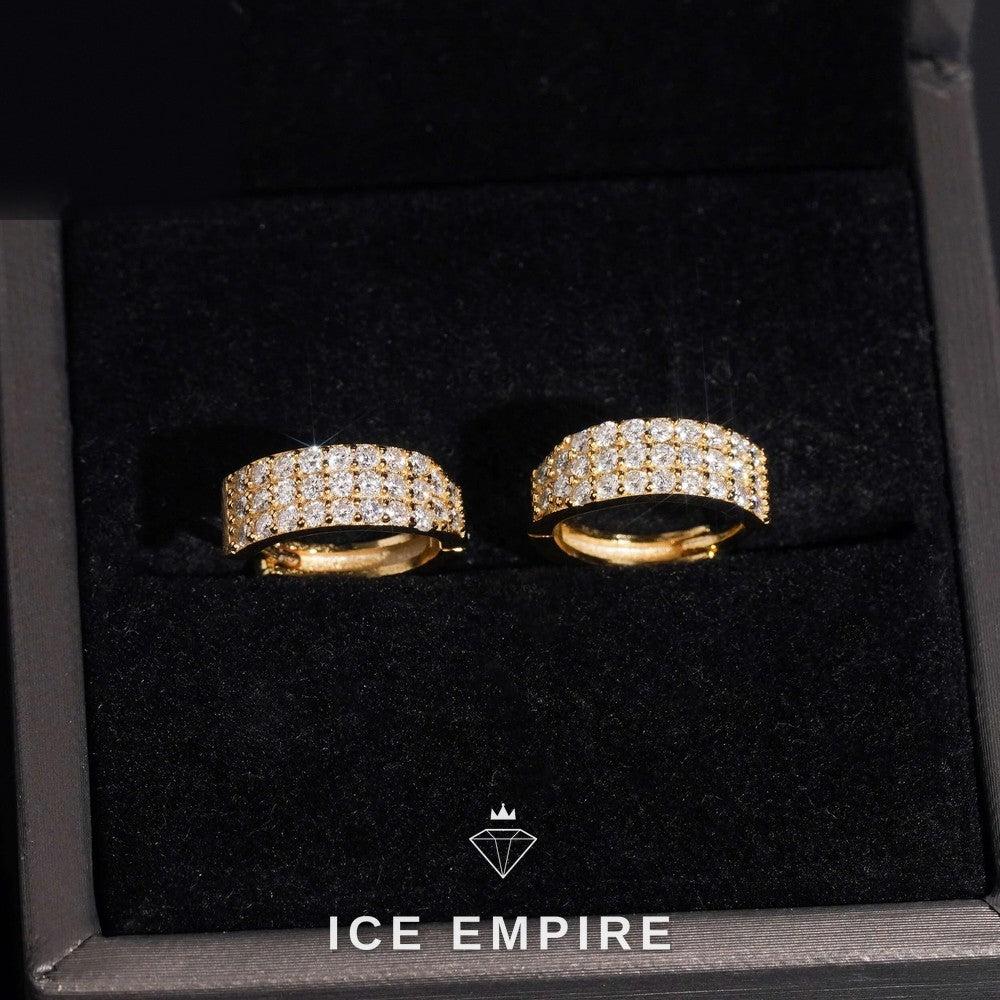 Iced Out 925 Silver Moissanite Hoop Earrings