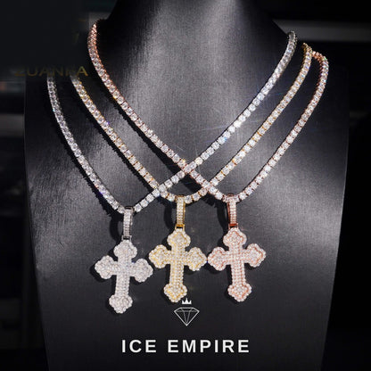 Iced Out Cross 925 Silver Pendant