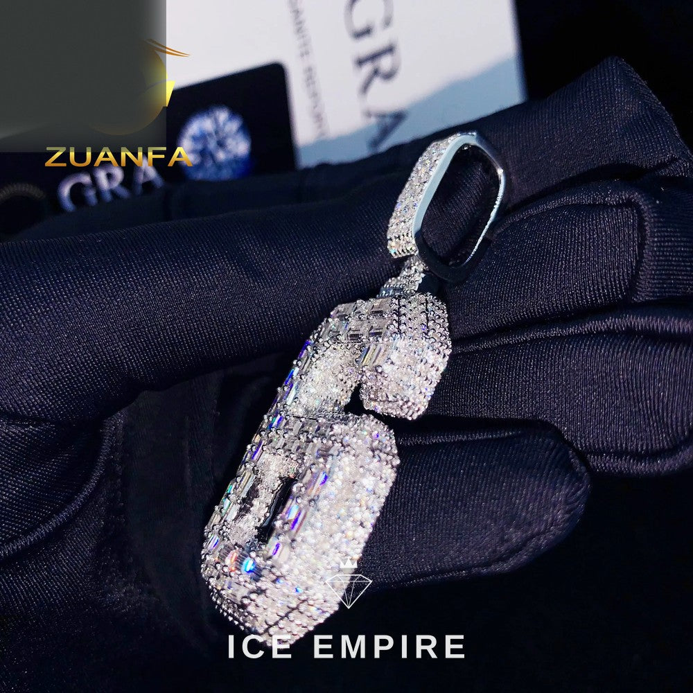 Iced Out Baguette 925 Silver Pendant