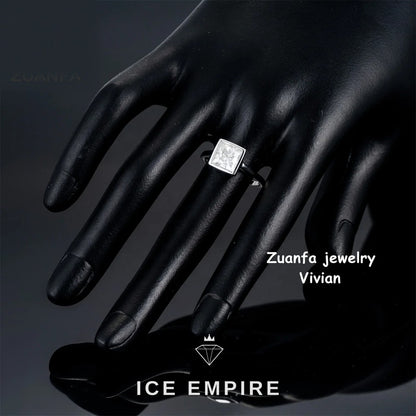 Iced Out 925 Silver Moissanite Ring