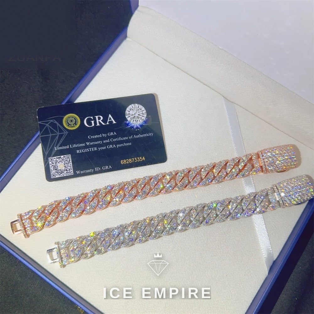 Iced Out 925 Silver Moissanite Cuban Chain