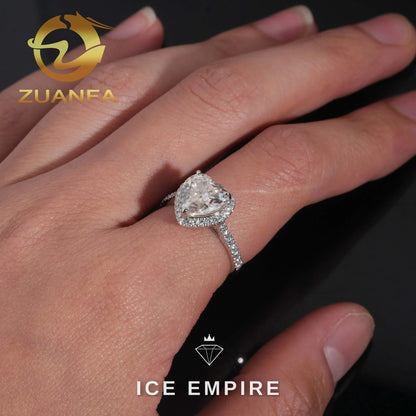 Iced Out Heart 14K Gold Moissanite Engagement Ring