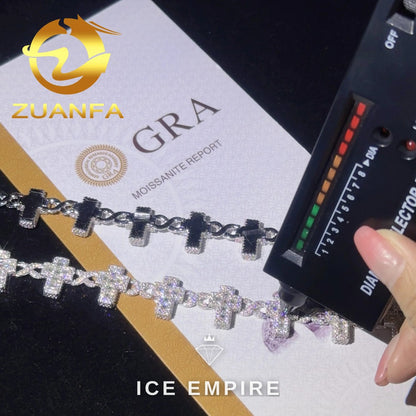 Iced Out Baguette 925 Silver Moissanite Cuban Chain