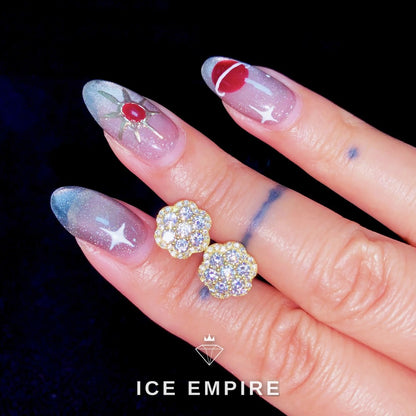 Iced Out 925 Silver Moissanite Stud Earrings