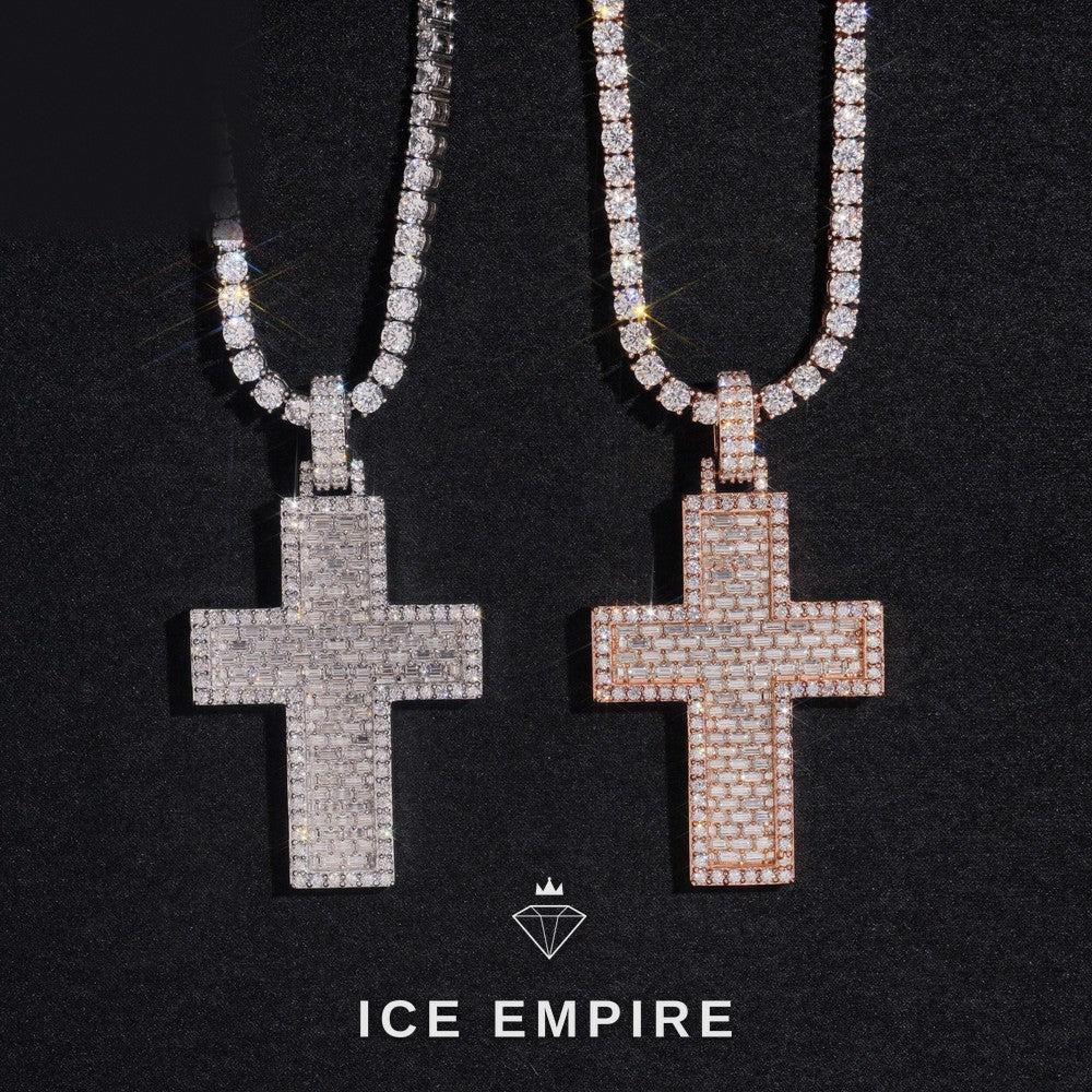 Iced Out Baguette 925 Silver Moissanite Pendant