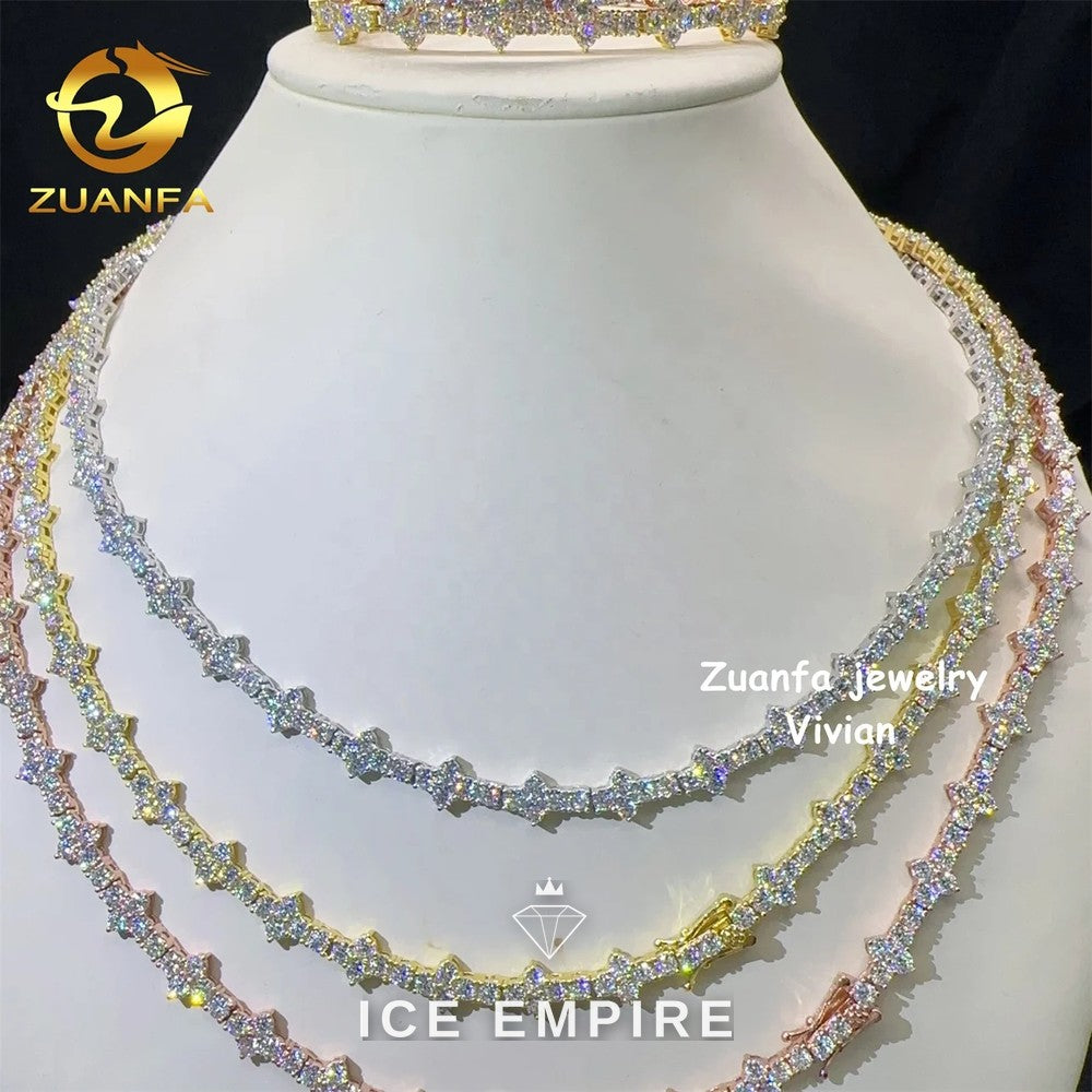 Iced Out Cross Rose Gold Plated Moissanite Cuban Chain