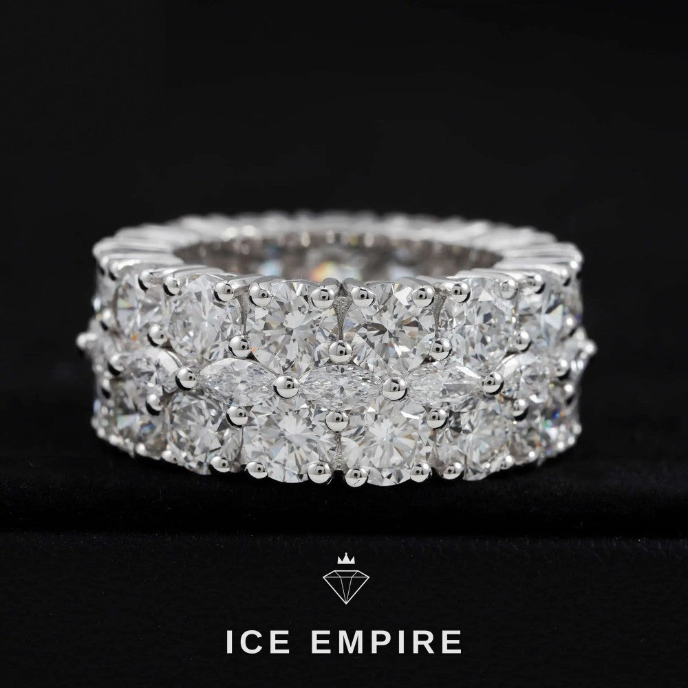 Iced Out 925 Silver Lab Grown Diamond Wedding Band