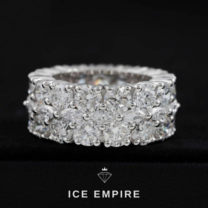 Iced Out 925 Silver Lab Grown Diamond Wedding Band