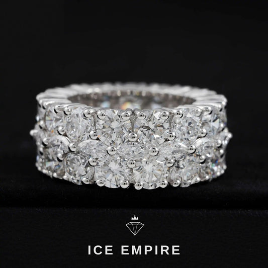Iced Out 925 Silver Lab Grown Diamond Wedding Band