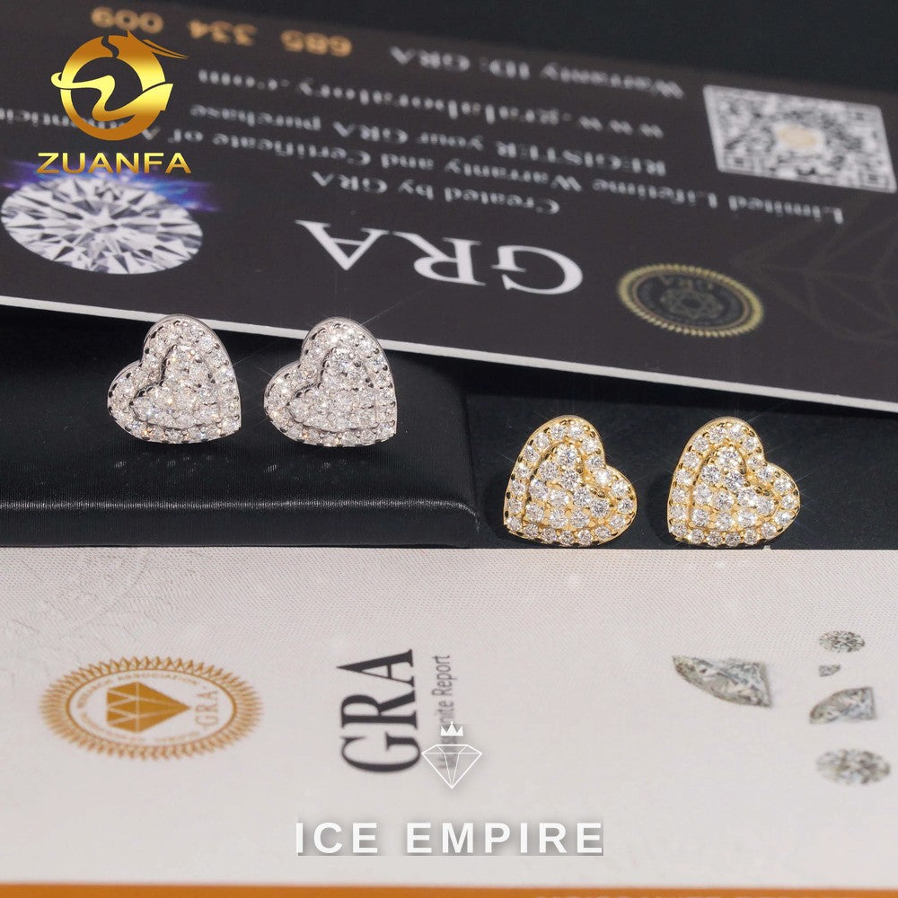 Iced Out Heart Rose Gold Plated Moissanite Earrings