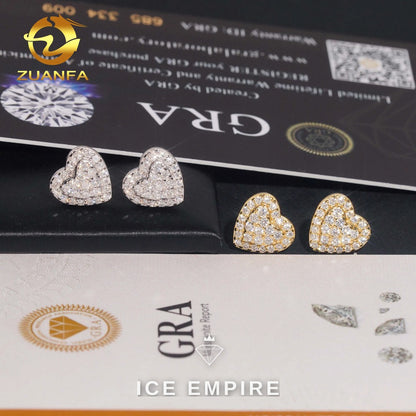 Iced Out Heart Rose Gold Plated Moissanite Earrings