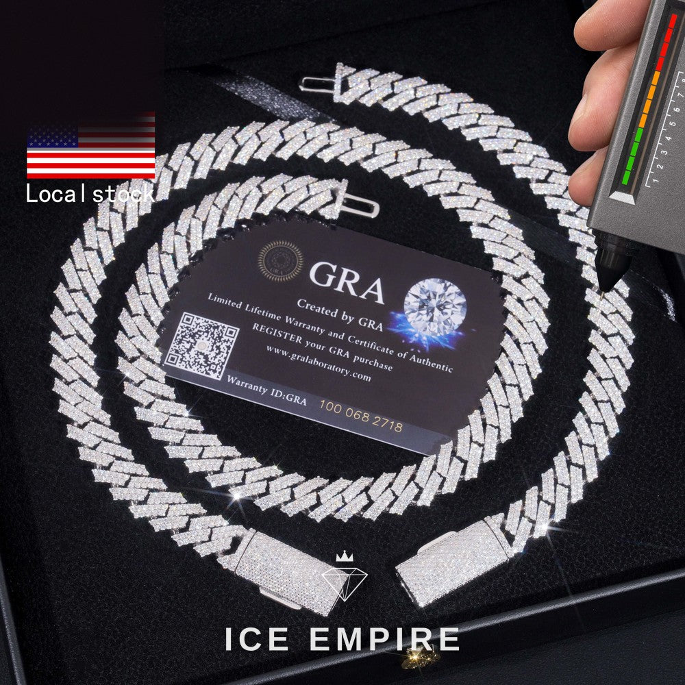 Iced Out 925 Silver Moissanite Cuban Chain