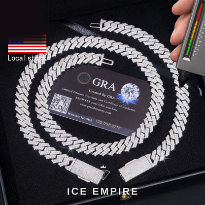 Iced Out 925 Silver Moissanite Cuban Chain