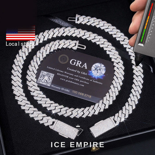 Iced Out 925 Silver Moissanite Cuban Chain