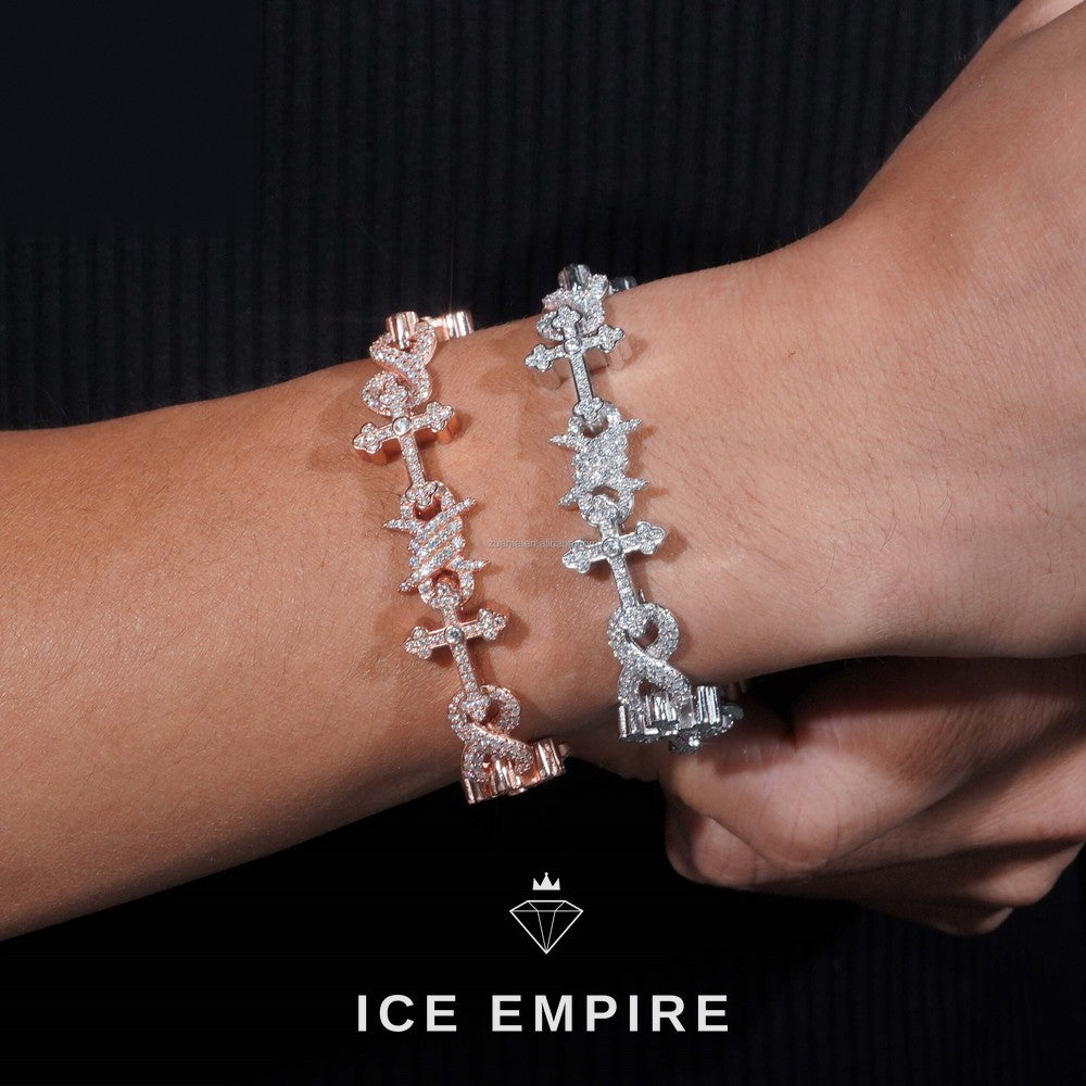 Iced Out Cross 925 Silver Moissanite Cuban Chain
