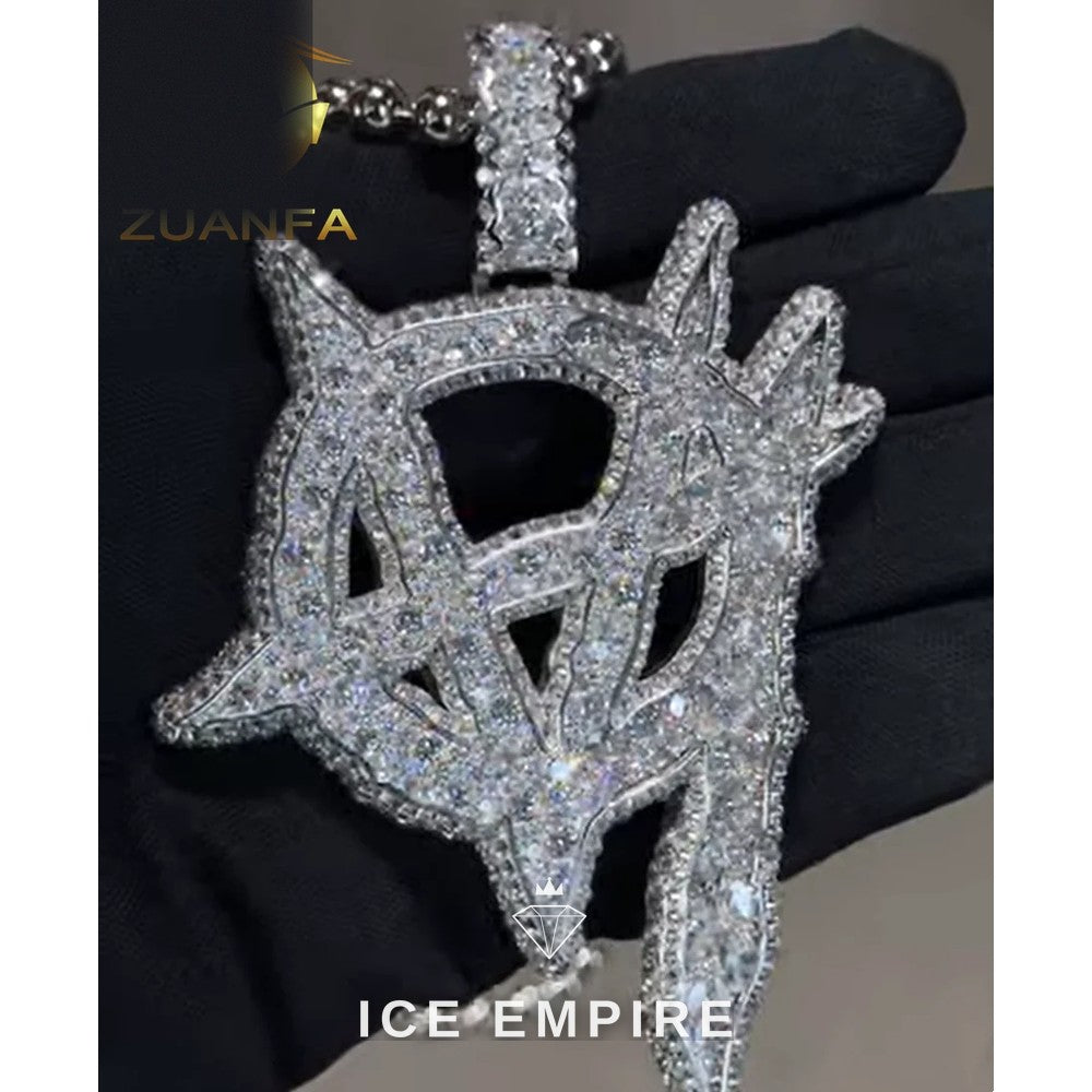 Iced Out Baguette Rose Gold Plated Moissanite Pendant