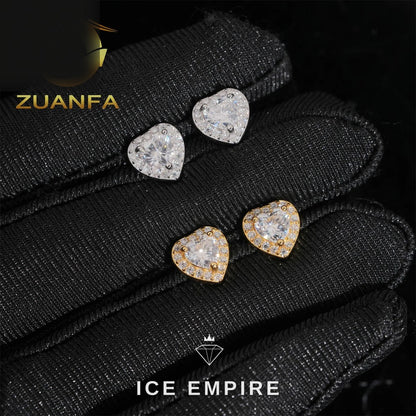 Iced Out Heart Rose Gold Plated Moissanite Earrings