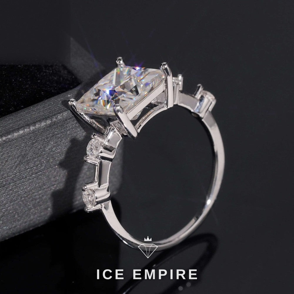 Iced Out 925 Silver Moissanite Engagement Ring