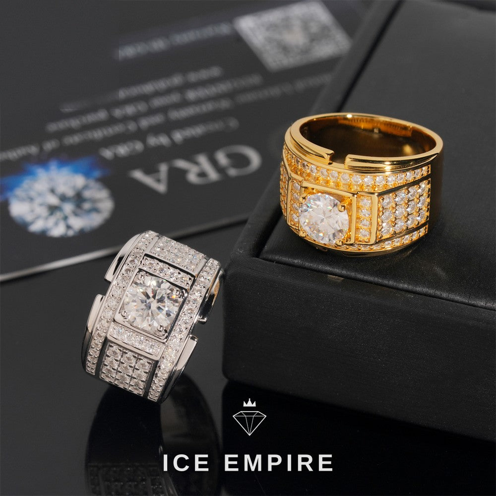 Iced Out 925 Silver Moissanite Ring