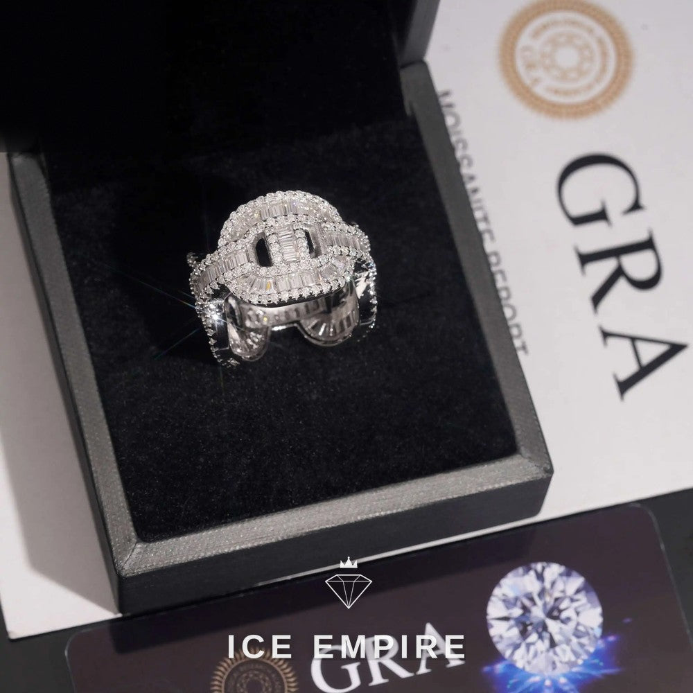 Iced Out Baguette 925 Silver Moissanite Ring