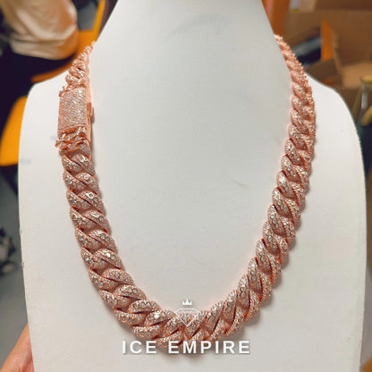 Iced Out Rose Gold Plated Moissanite Cuban Chain