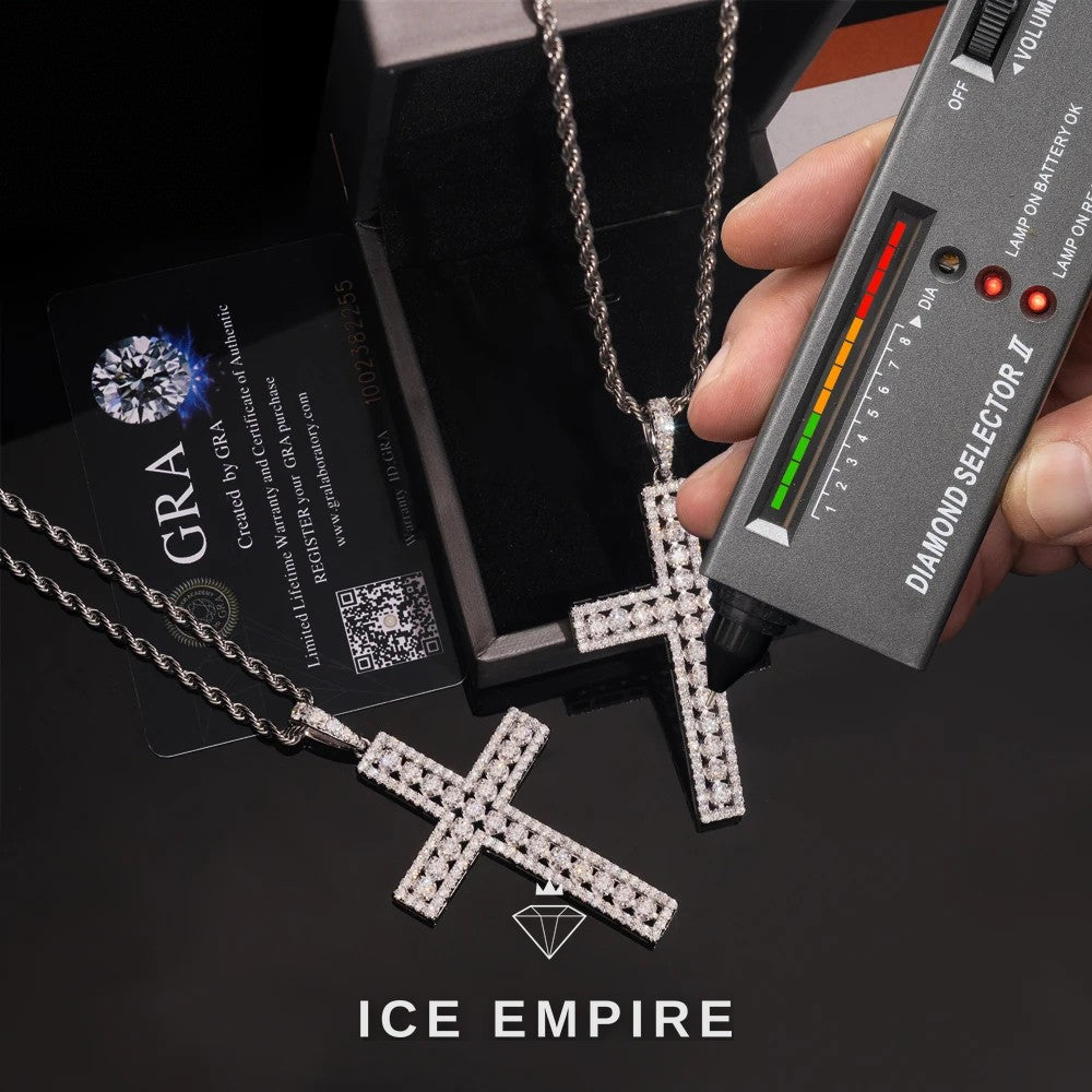 Iced Out Cross 925 Silver Pendant