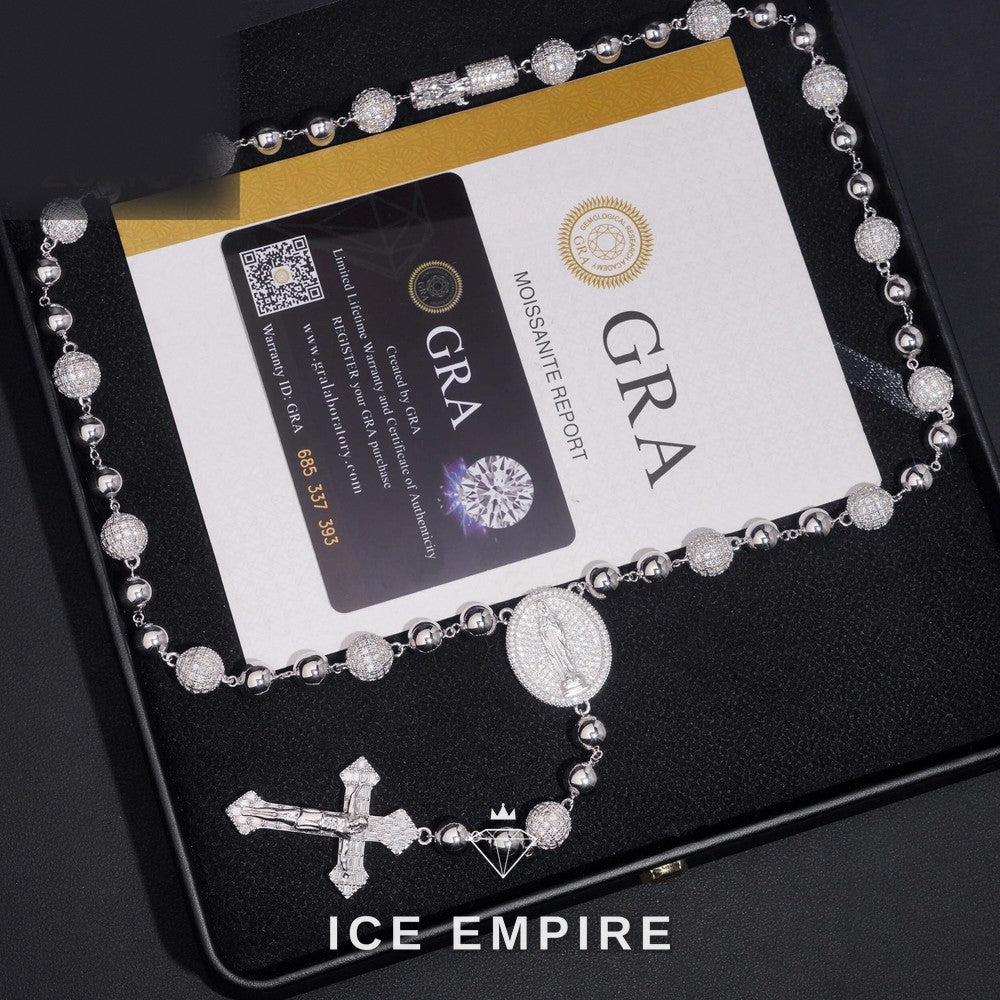 Iced Out Cross Rose Gold Plated Moissanite Cuban Chain