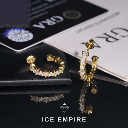 Iced Out 925 Silver Moissanite Hoop Earrings