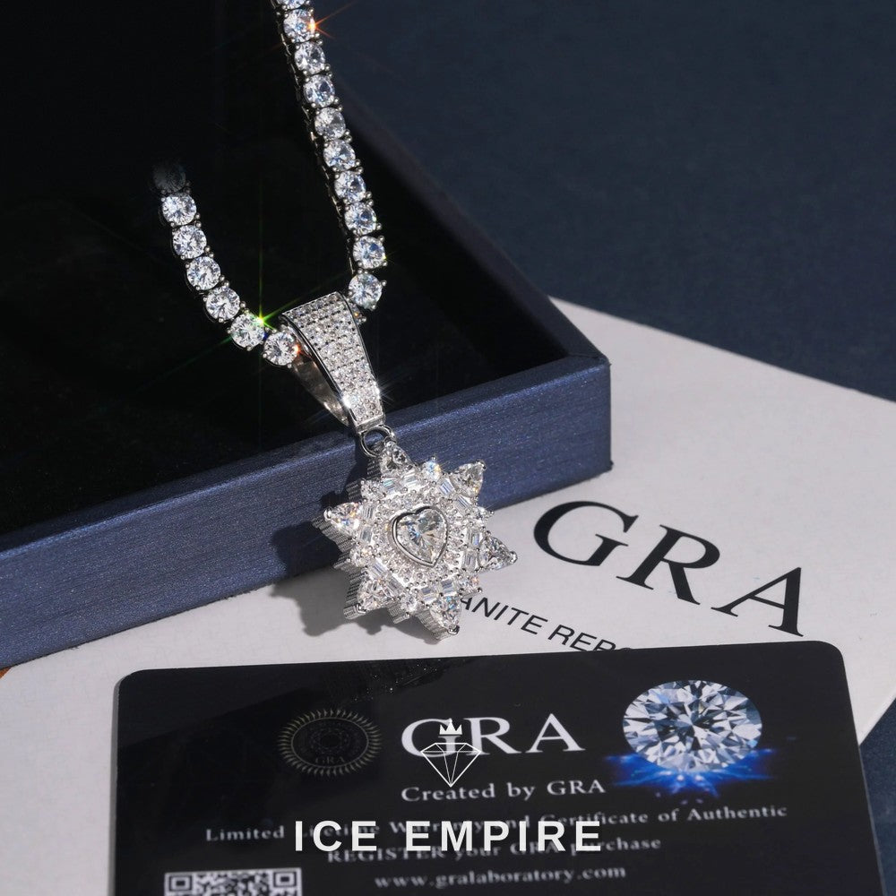 Iced Out Baguette 925 Silver Moissanite Pendant