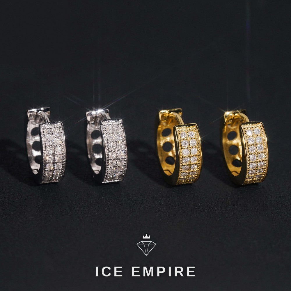 Iced Out Gold Plated Moissanite Hoop Earrings