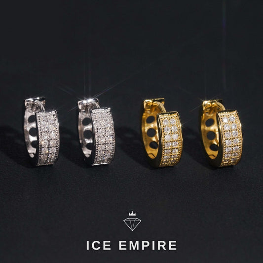 Iced Out Gold Plated Moissanite Hoop Earrings