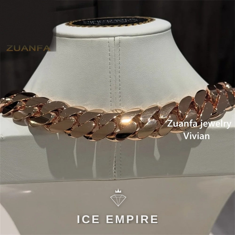 Iced Out Rose Gold Plated Moissanite Cuban Chain