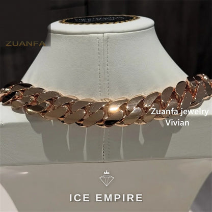 Iced Out Rose Gold Plated Moissanite Cuban Chain