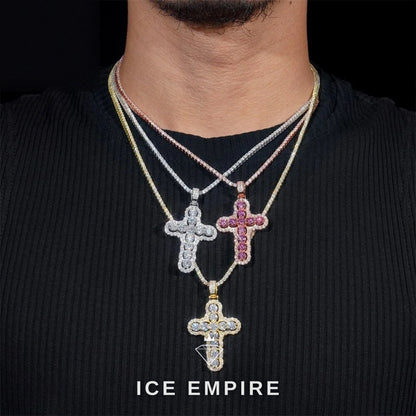 Iced Out Cross 925 Silver Moissanite Pendant